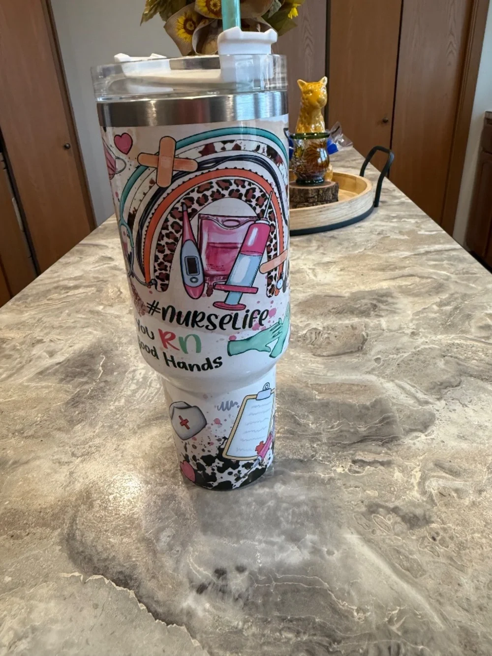 Fancy Fams 40 oz Nurse Tumblers Stainless Steel Travel Mug